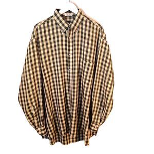 Silk Green Gingham Shirt Men's M Long Sleeve Button Up Down Preppy Old Money